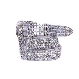 Handmade Rhinestone Studded Big Buckle Belt Accessory For Jeans Shorts, #11